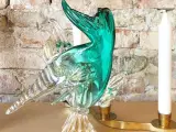 Muranofisk, grønt glas m guld