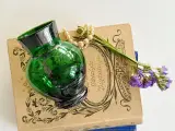 Venetiansk glasvase, grøn m sølvdeko