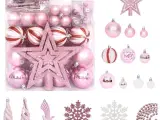 Julekugler 65 dele pink/rød/hvid
