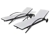 vidaXL liggestole med bord polyrattan sort