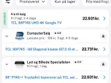 98” TCL 4K Google TV – som nyt, KUN 12000 - 4
