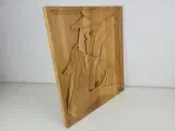 Vintage relief håndlavet og udformet i egetræ - 2