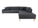 Lido Hjørnesofa Åben Ende - Sofa højrevendt i mørke grå med fire puder HN1002