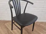 4 nye stole sort lakeret med læder  - 3