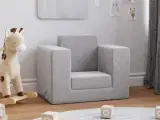 Sofa til børn blødt plys lysegrå
