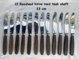 12 flotte Raadvad knive med teak skaft