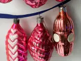 Vintage julekugler, store pink ornamenter, 6 stk samlet - 4