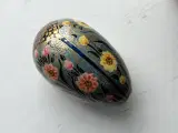 Bemalet æg, blå m guld og blomster - 3