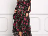 Maxi kjole.m.Rosen printet.str:  Med-Large-XL