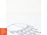 Sølvfarvet halskæde med hvide sten (str. Kæde 46 cm smykke 15 x 12 cm) - 4