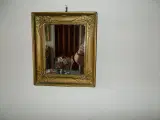 Antikt lille spejl i guldramme