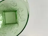 Grøn glasskål m sommermotiv, oval, NB - 3
