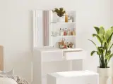 Makeupbord med spejl 74,5x40x141 cm hvid