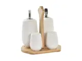Oil and Vinegar Set Natur Porcelæn Hvid Bambus 5 Dele (17 x 12,5 x 18 cm)