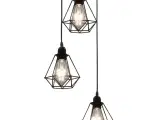 Loftlampe med diamantdesign 3 x E27-pærer sort