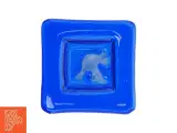 Blåt fuset glas fad med hvid fugl (str. 13 x 13 cm) - 2