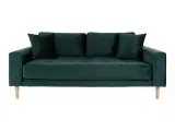 Lido 2,5 Personers Sofa - Sofa i mørkegrønt velour med to puder HN1006