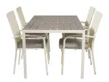 havesæt, m. Break bord (150x90) og 4 Anna stole - grå aintwood/hvid alu/hvid rattan