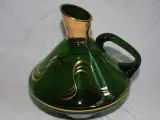 Vase / Kande af grønt glas med guld