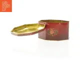 Engelsk Vintage Ottekantet metal dåse med blomstermotiv (str. 12 x 7 cm) - 2