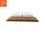 Cabaret Teak træ Fad med 2 glas serverings skåle (str. 24 x 15 cm) - 5