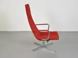 Arper loungestol i rød med armlæn og krom stel - 3