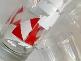 Drikkeglas m rødt/hvidt sommermotiv, 6 stk samlet, NB - 3