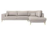 PARIS Hjørnesofa med guldfarvet ben Højrevendt - Beige velour Riviera 82