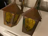Retro væglamper i messing og gult glas 1970