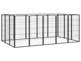 16-panels hundegård 50x100 cm pulverlakeret stål sort