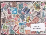 Sverige Dubletparti 100 gram afvaskede frimærker.