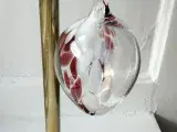 Håndlavet glasornament, klar m rød og hvid melering - 4