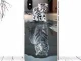 Silikone cover med kat tiger til iPhone 10 X XS 