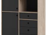 VORDINGBORG BOGKASSE 2 LÅGER + 4 SKUFFER - SORT / JACKSON HICKORY