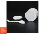 Hvid porcelæns marmeladekrukke med låg og ske (str. 9 x 8 cm) - 2
