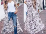 Kimino med Leopard print (lang)Brun og Lys leopard