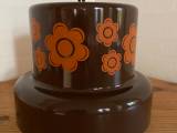 Loftslampe, retro, brun med orange blomster