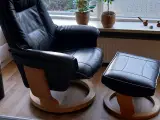læder stol med skammel - 2