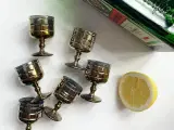 Portvin/shotglas, metalliske, 6 stk samlet, NB
