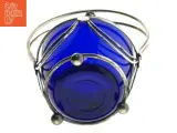 Blå glas krukke med metalhængelåg (str. 15 cm) - 3