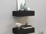 Væghængte hylder med skuffe 2 stk. 40x23,5x10 cm MDF sort