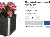 3 x Blomsterkasser på hjul 40 x 40 cm (nye)
