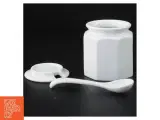 Hvid porcelæns marmeladekrukke med låg og ske (str. 9 x 8 cm) - 3
