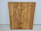 Vintage relief håndlavet og udformet i egetræ - 4