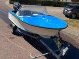 Motorbåd, 50hk Mariner, 14fods + Brenderup trailer