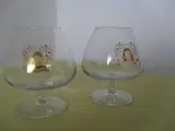 cognacglas 2stk m/guldtryk