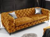 Modern 3 personernes sofa sennepsgul velour