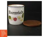 Keramik marmeladeglas med trælåg fra Knabstrup (str. Ø. 11 cm. længde, 11 cm) - 2