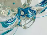 Tjekkoslovakisk glasskål m blå stribe, NB - 4