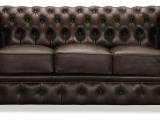 Liverpool 3 personer chesterfield sofa - brun ægte læder